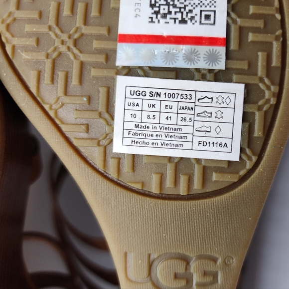 UGG W Mattie Sandals Leather Size 10 NIB New Tan Strappy 3" Wedge Heel Platform - Picture 12 of 12